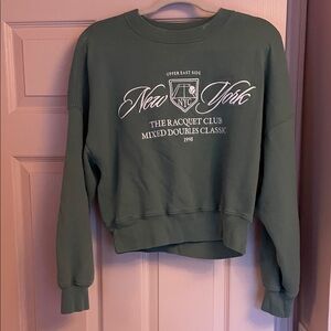 Abercrombie Cropped Women's Sweatshirt Tennis Mixed Doubles New York small green